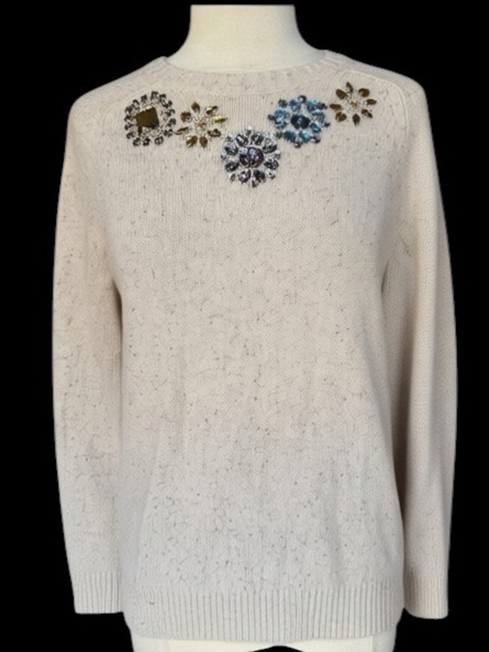 NWOT Y2K J. Crew Jeweled Donegal Wool Crewneck‎ Sweater